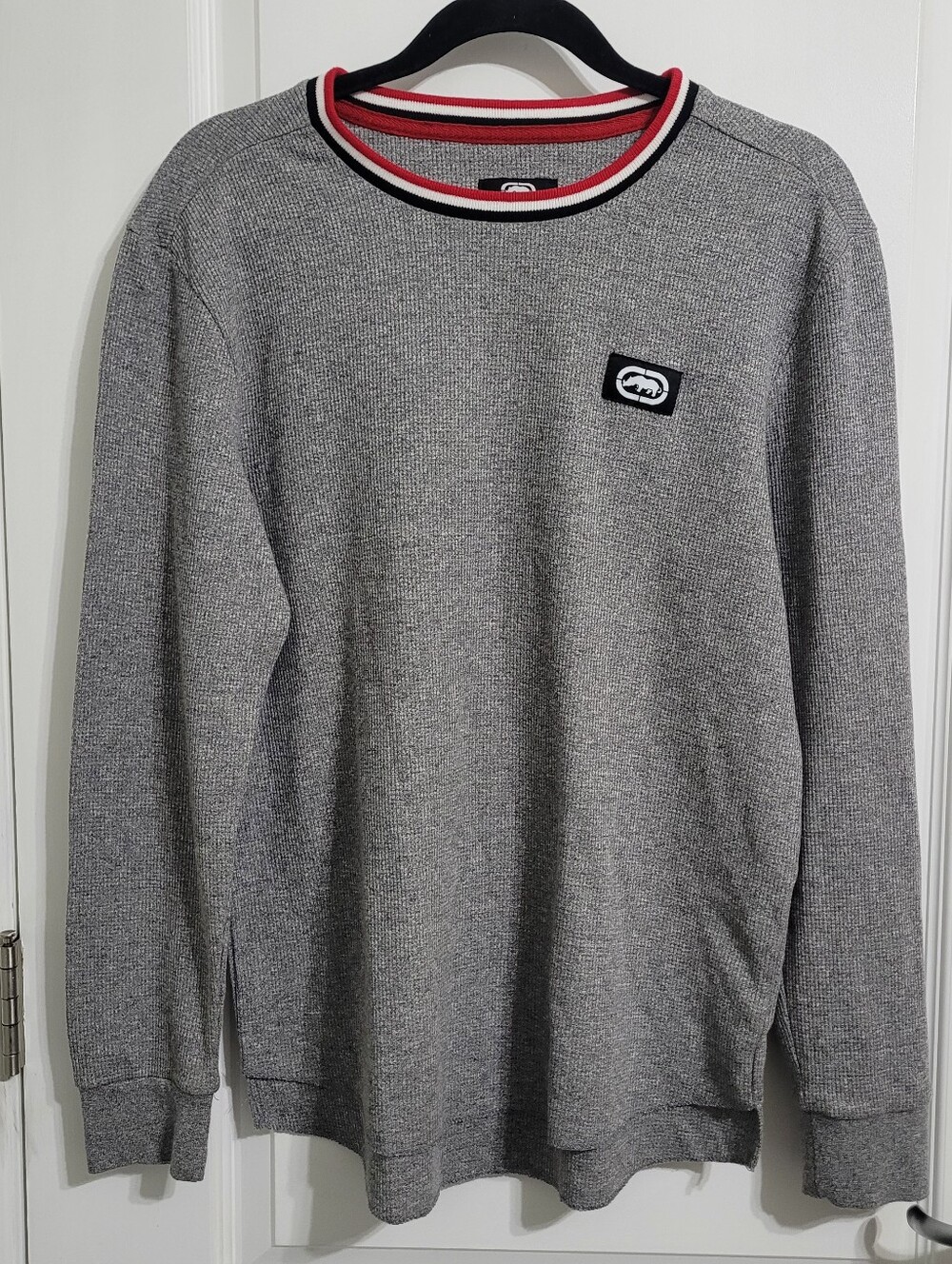 NWOT Ecko Unlimited Grey Waffle Knit Long-sleeve Crewneck Sweater Sz Med